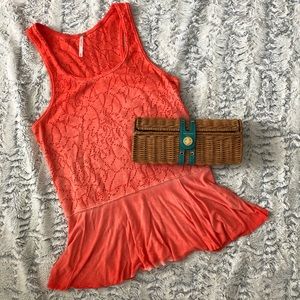 Free People Racerback Tank Coral Orange Tank Top